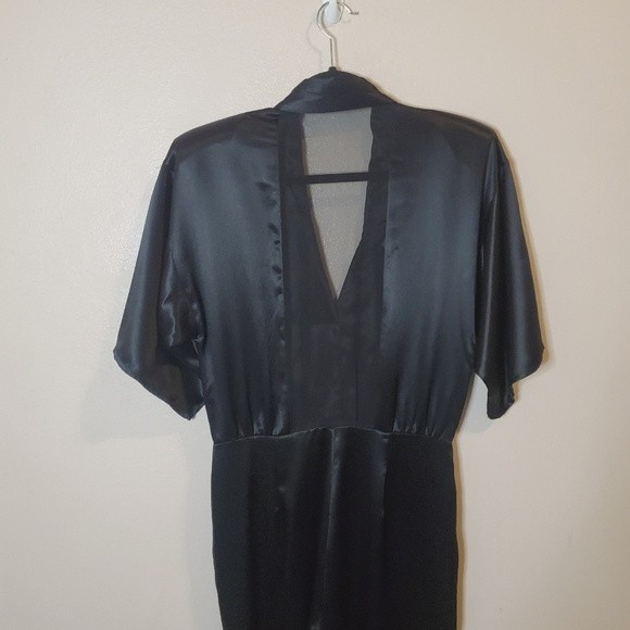 Vintage 80's black satin with studs V-neck Romper jumpsuit. - Picture 7 of 8